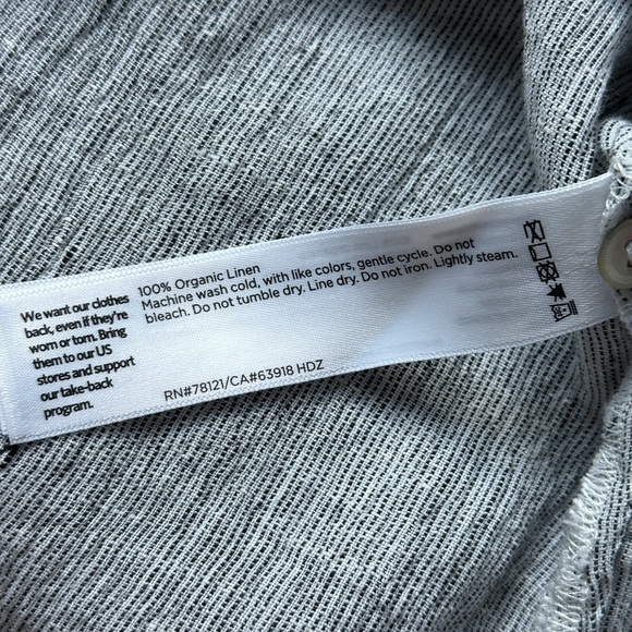 Striped Organic Linen Crinkle Classic Collar Shirt Size S-M - Picture 6 of 10